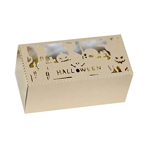 100 Stück hohle Papier-Schokoladenschachteln, Halloween-Buchstaben für Totenkopf, Kürbis, Schloss, Geschenk, Süßigkeitenbox, Behälter, Themenparty, Dekoration, Zubehör, Totenkopf, Kürbis,