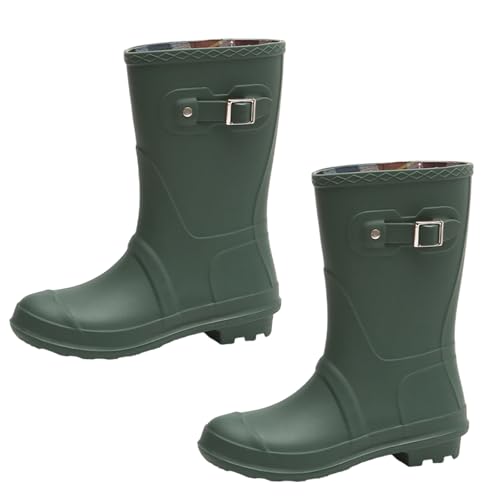 Eladcncmc Waden-Regenstiefel für Mädchen und Damen, Gartenschuhe, hohe Regenstiefel mit bequemen Einlegesohlen, Regenstiefel