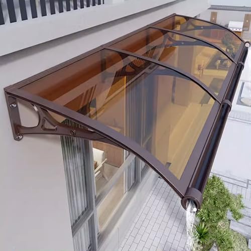 Vordach Haustür,Sonnenschutz Vordach Überdachung Haustürvordach,Türvordach,Breite 60/80/100/120 cm,Türdach Pultbogenvordach aus 2.5 mm Polycarbonat und Aluminium Rahmen (80x200cm/32 x79)