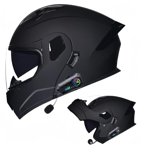 Modulare Bluetooth-Motorradhelme, ECE-Zugelassener Dual-Visier-Motorradhelm, Integriertes Dual-Lautsprecher-Mikrofon, Für Erwachsene, Männer, Frauen D,XXL61-62CM