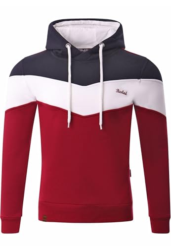 Reslad Kapuzenpullover Herren Sweatshirt | Hoodie Männer Pullover aus bequemer Baumwolle RS-1008 Navyblau-Bordeaux S