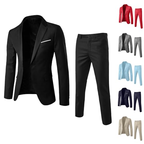 WANGTIANXUE Herren Anzug 2-Teilig/3-Teilig Slim Fit Herren Stretch Anzüge Hochzeit Anzüge Regular Modern Jacket Für Business Sportliche Suits Outfit Komplett Männer Herrenanzug, S-6Xl