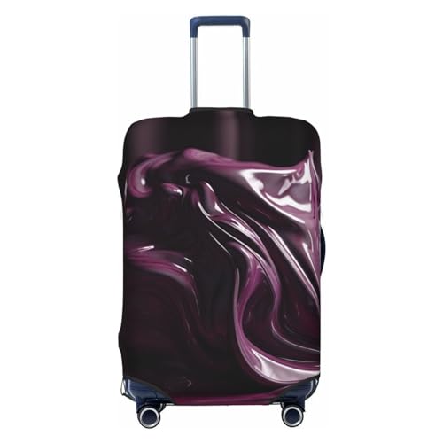 CSGJMYGS Reisegepäckabdeckung, elastisch, waschbar, modisch, kratzfest, fließendes violettes Pigment, Koffer-Schutz, passend für 45,7 - 81,3 cm Gepäck, Schwarz , XL