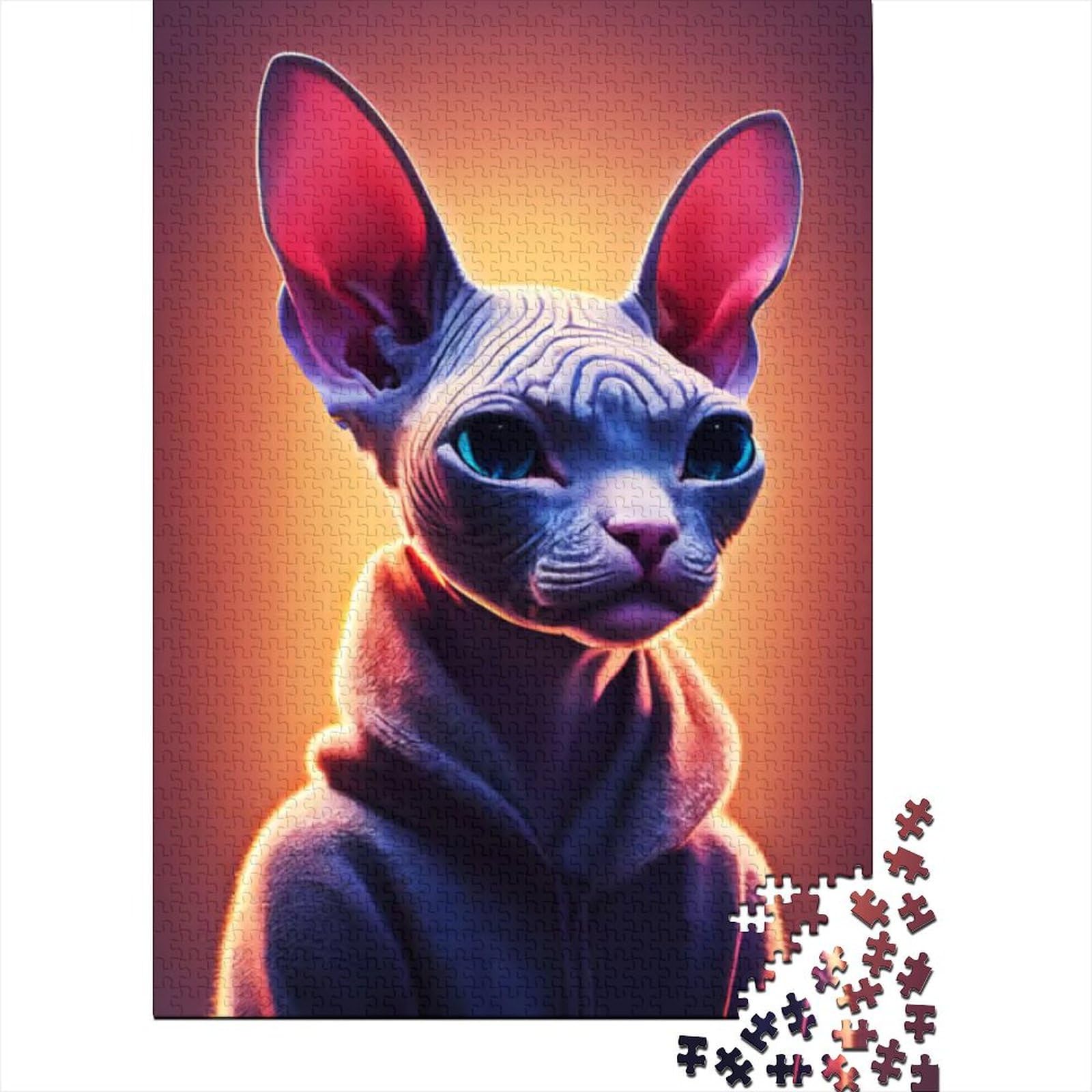 Süße Sphynx-Puzzleteile, Holzpuzzle, Lernpuzzle für Teenager (Größe 75 x 50 cm)