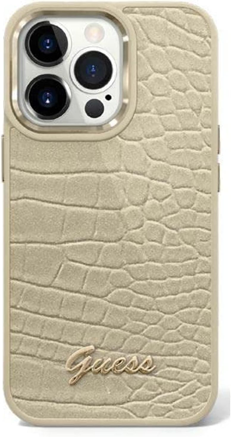 Guess GUHCP14LHGCRHD hülle für iPhone 14 Pro 6, 1" Gold/Gold hardcase Croco Collection, schwarz