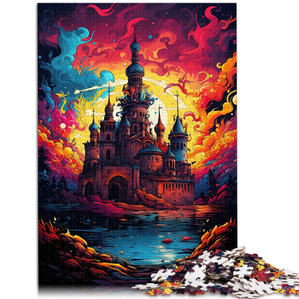 Puzzles zum Verschenken, farbenfrohes psychedelisches Schloss, Puzzles für Erwachsene, 1000 Puzzle-Spielzeug, Holzpuzzle, schwierige Puzzles, 1000 Teile (50 x 75 cm)