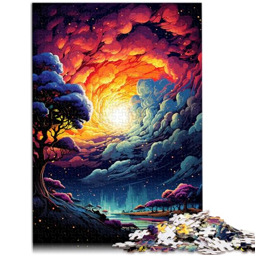 Puzzles Fantasie bunter Sonnenuntergang Puzzles für Erwachsene 1000 Teile Holzpuzzle Spielzeug Puzzles Lernspiele Stressabbau Puzzles 1000 Teile (50x75cm)