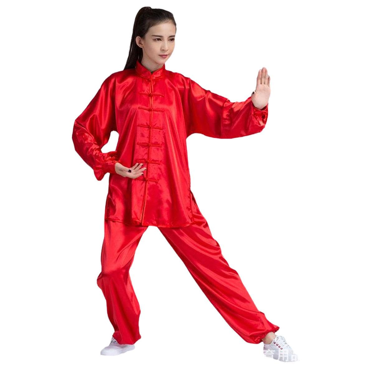 Miloyb Chinesische traditionelle Tai-Chi-Uniformen Kung Fu Kleidung Unisex SS-TJF01,Red-Large