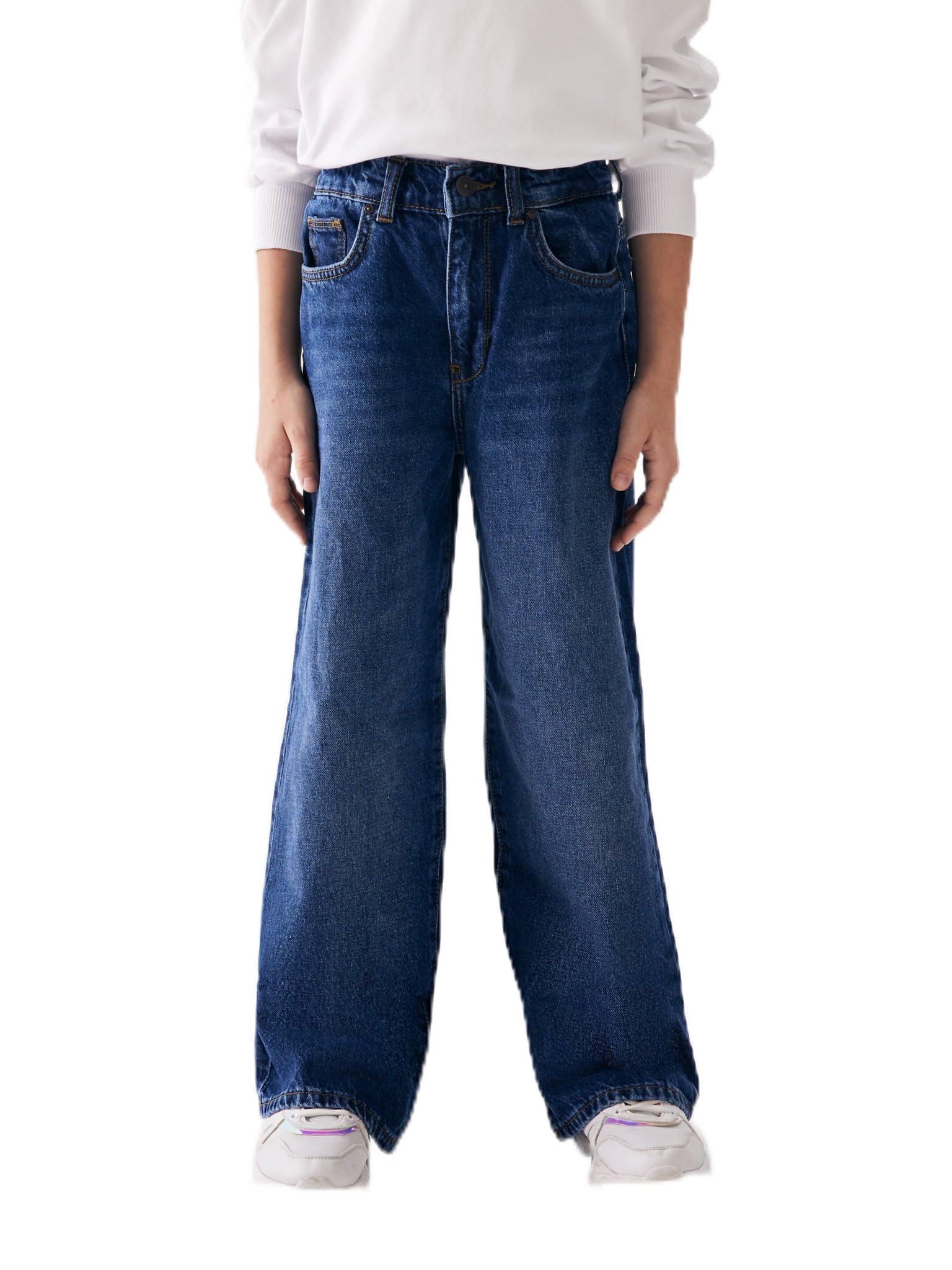 LTB Jeans Mädchen - Jeanshose Oliana G Hohe Taille, Weit Jeans Baumwollmischung mit Reißverschluss, Größe 11 Jahre/146 in Mittel Blau