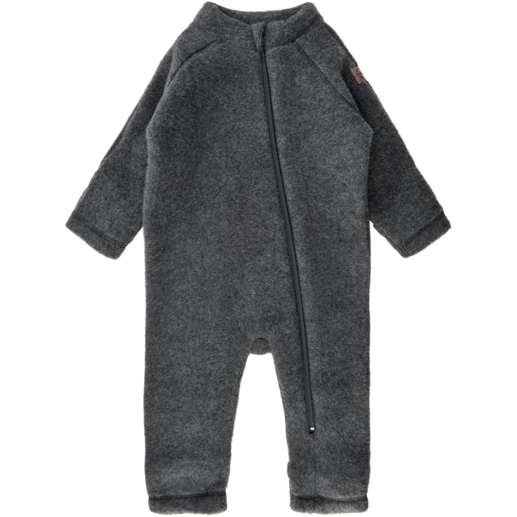 Mikk-line WALKOVERALL 62 Anthracite Melange | Wollwalk Overall Baby | Baby Schlafanzug Aus Wolle Für Baby Und Kleinkind | 95% Wolle - 100% mulesingfrei Merinowolle | Schlafanzug Baby Ohne Füße