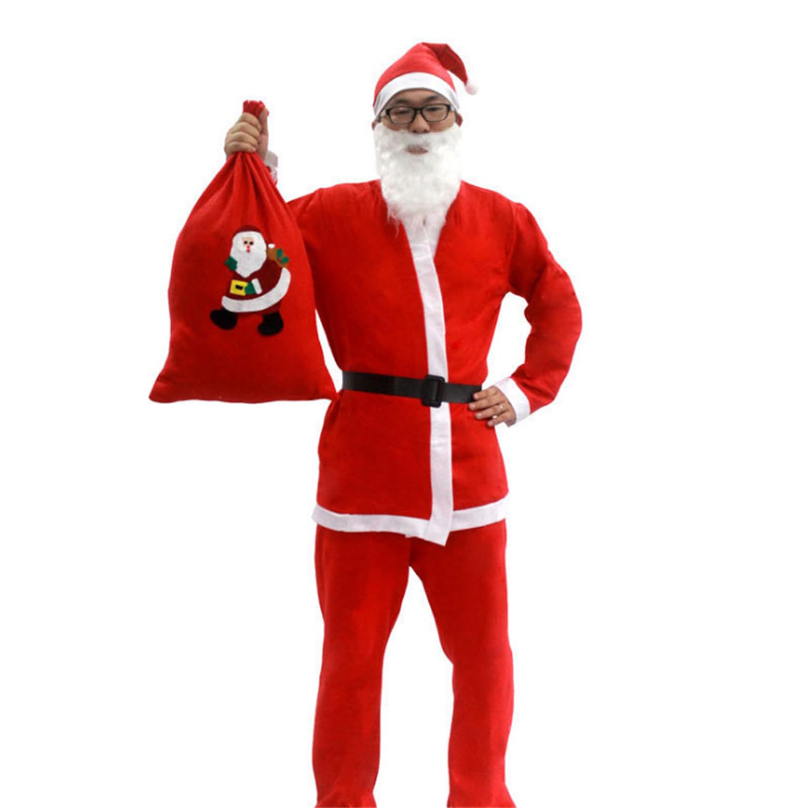 Aurgiarme Weihnachtsmann-Anzug, Weihnachtsmann-Kostüm für Männer und Frauen, Erwachsene, 3/4/5/6/7, Weihnachtsmann-Kostüm, Outfits, lustiger Weihnachtsmann-Bär-Hut, Weihnachtsmann-Anzug