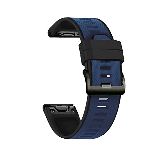 MINGSHAN 22mm Schnellrelease-Silikon-Armbandband, kompatibel mit Garmin FENIX 6 PRO FENIX 5 Forerunner 935 945 Ansatz S62 Marq. Intelligentes Uhrenband(Midnight blue,For Fenix 6)