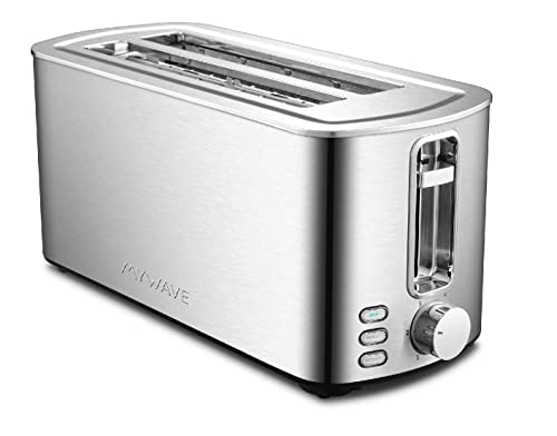 MYWAVE 8436587300929 Großer Toaster mit 2 Langschlitzen Für Brot und Backwaren, Stainless Steel, Metallic