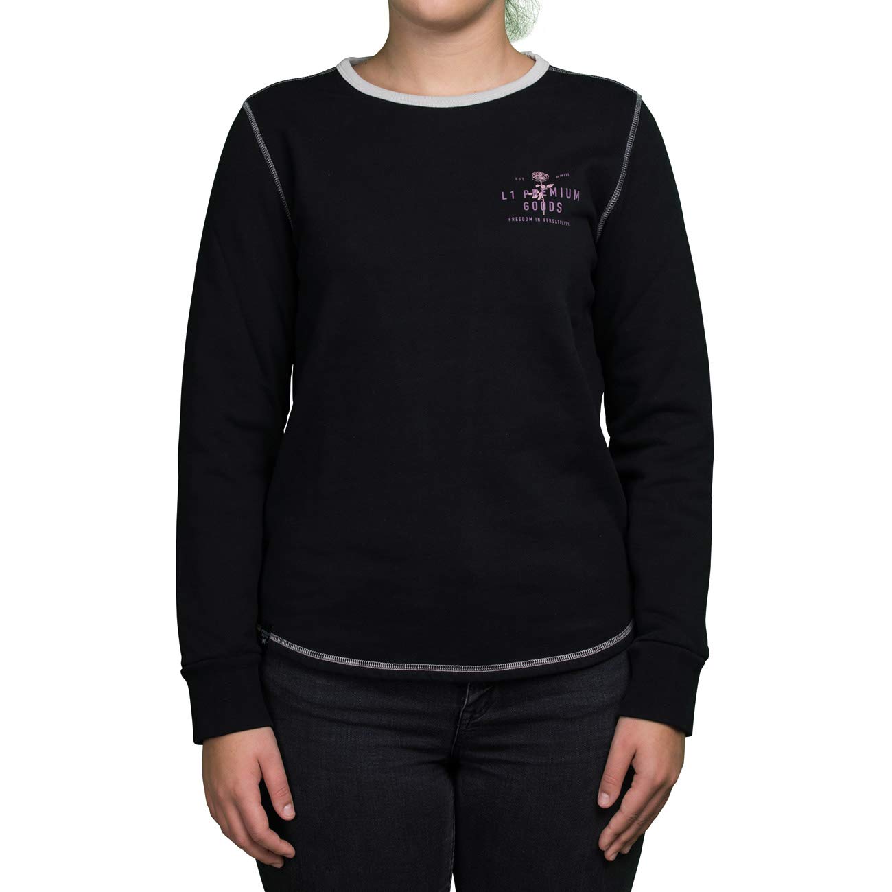 L1 Damen Sweatshirt Bristol W Crew ´21, Größe:S, Farben:Black