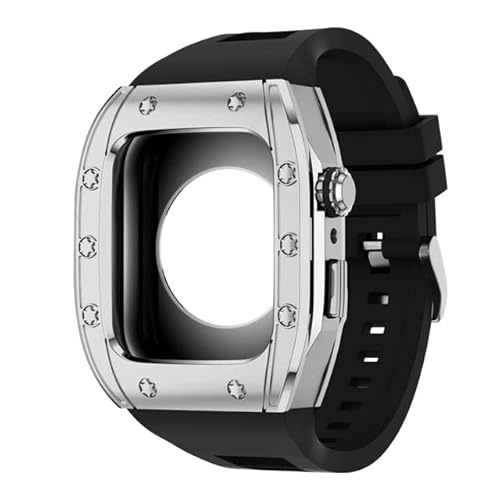 TONECY Correa Modifikationsset, Silikonarmband für Apple Watch, 44 mm, 45 mm, Metall-Schutzhülle, Armband für Apple Watch Serie 8, 7, 6, 5, 4 SE (Farbe: A, Größe: 45 mm)