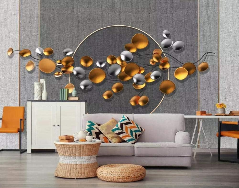 Goldene Blätter Silberne Blätter 3D Tapete Poster Restaurant Schlafzimmer Wohnzimmer Sofa TV Dekorative Wand-200cm×140cm