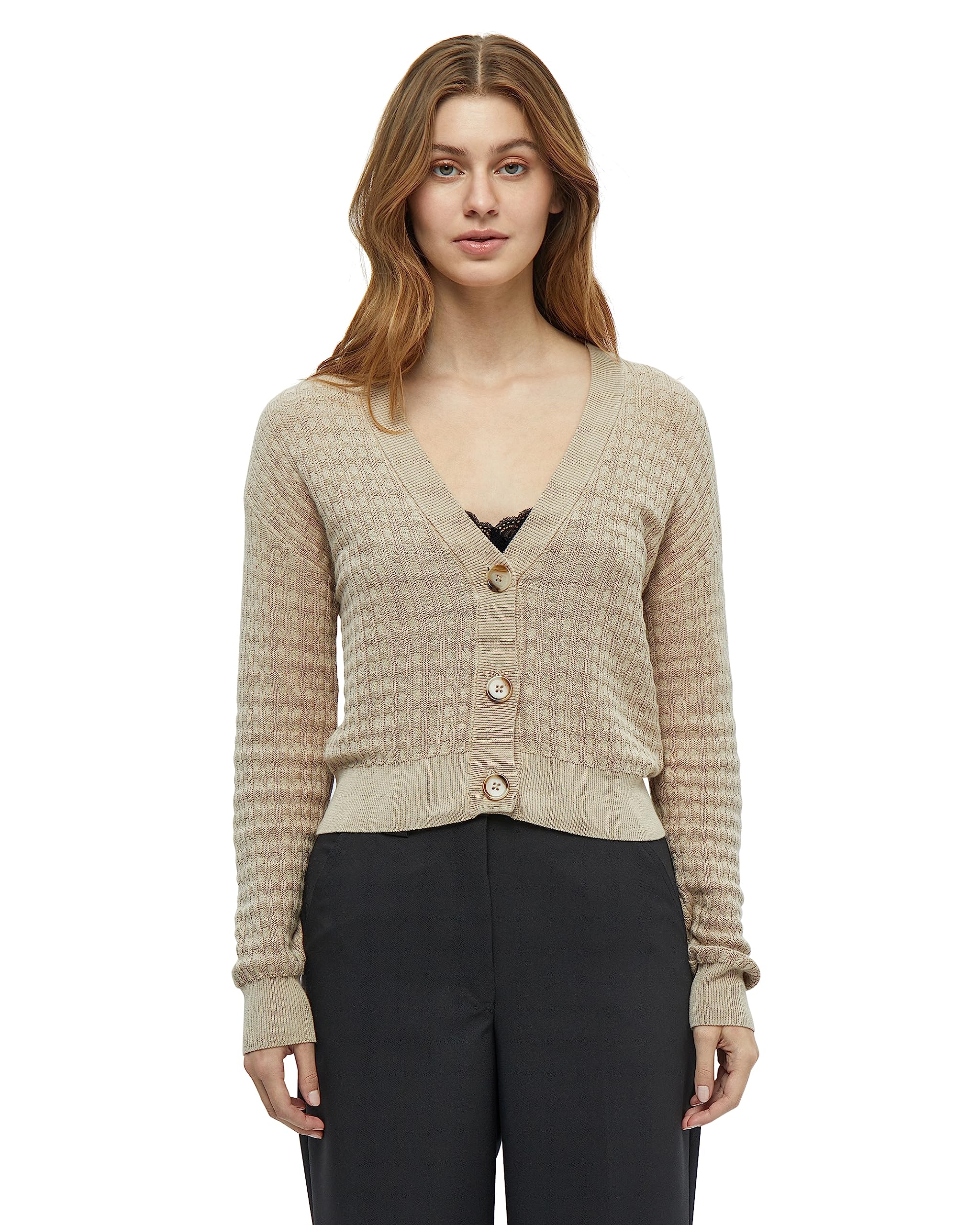 Peppercorn Damen Ona Strickjacke mit V-Ausschnitt und Langen Ärmeln, 2105 Feather Gray, XXL