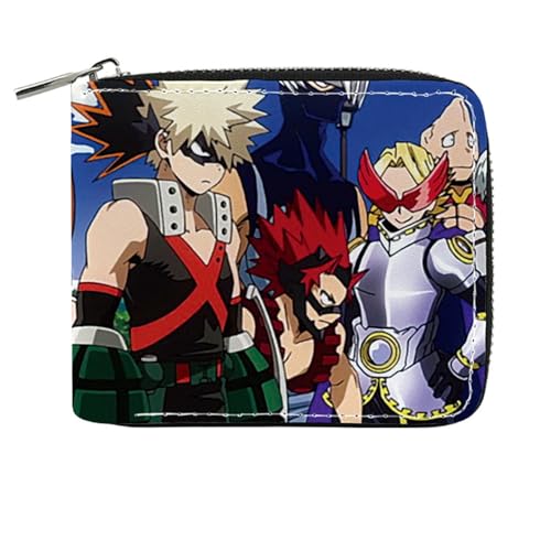 RYNDEX My He-ro Academ-ia Anime Wallets, Geldbörse Leder mit Reißverschluss, Mädchen Geldtasche mit Münzfach und Geldscheinfach(Color:Multicolor 4)