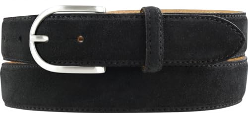 BELTINGER Damen-Gürtel aus Veloursleder 3,0 cm | Velour-Ledergürtel für Damen 30mm | Wildleder-Gürtel mit runder Gürtelschließe | Schwarz 100cm