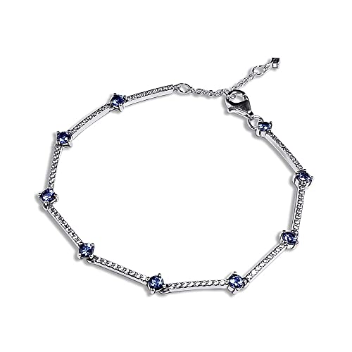 AIHEDOUJ Armband Sterling 925 Funkelnde Blaue Steinarmbänder für Damen 16 cm