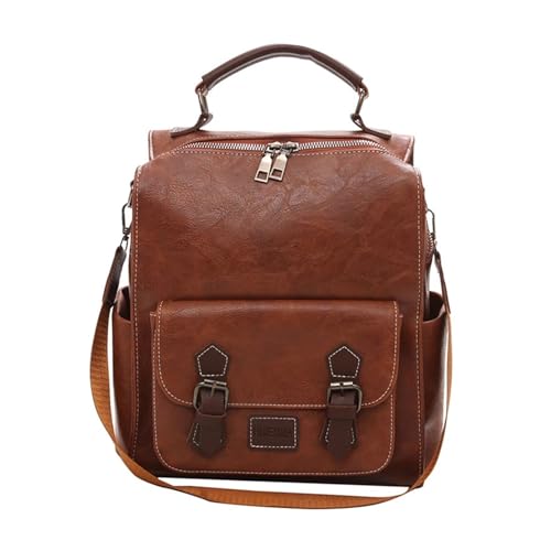 QSFZ NICHANGHUA Frauen Vintage Rucksäcke Vintage Weibliche Schulter Taschen Sac A DOS Casual Reise Damen Bagpack Mochilas Schule Taschen (Color : Dark Brown)