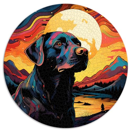 Puzzlespiele Leuchtend bunter Labrador auf dem Planeten. Lustige Puzzles für Erwachsene 1000 Teile 67,5 x 67,5 cm. Puzzles für Lernspiele, Herausforderungsspielzeug