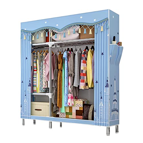 ZHANGshouf Kleiderschrank Tragbarer Canvas-Kleiderschrank, Faltbarer Kleiderschrank-Aufbewahrungsorganizer Für Schlafzimmer, Stoffgarderobe Mit Kleiderstange,B-107x46x172cm