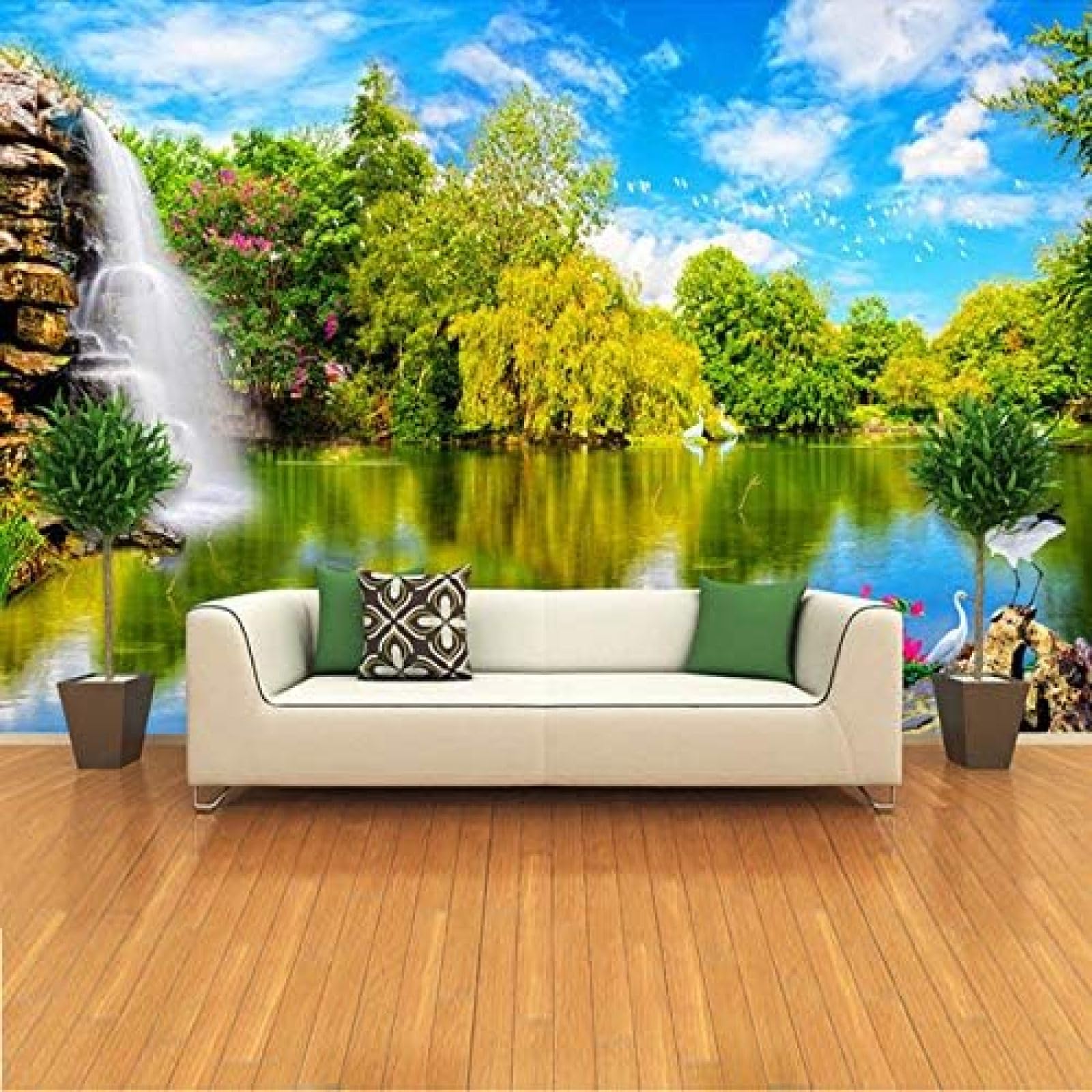 XLMING Waldlandschaft Mit Natürlichen Vögeln Und Wasser 3D Tapeten Home Esszimmer Sofa Schlafzimmer Wohnzimmer TV Hintergrund-150cm×105cm