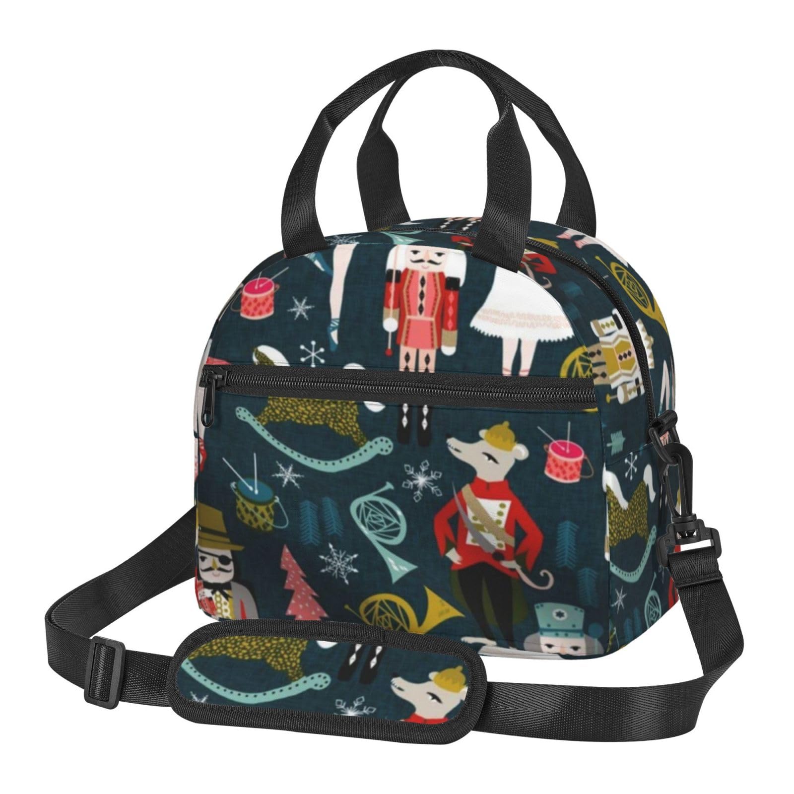 DENMER Damen Nussknacker Ballett Xmas Dance Handheld Crossbody Lunch-Tasche, wiederverwendbar, kann isoliert werden, um kalt zu halten, geeignet für Büroarbeit, Picknick, Strand