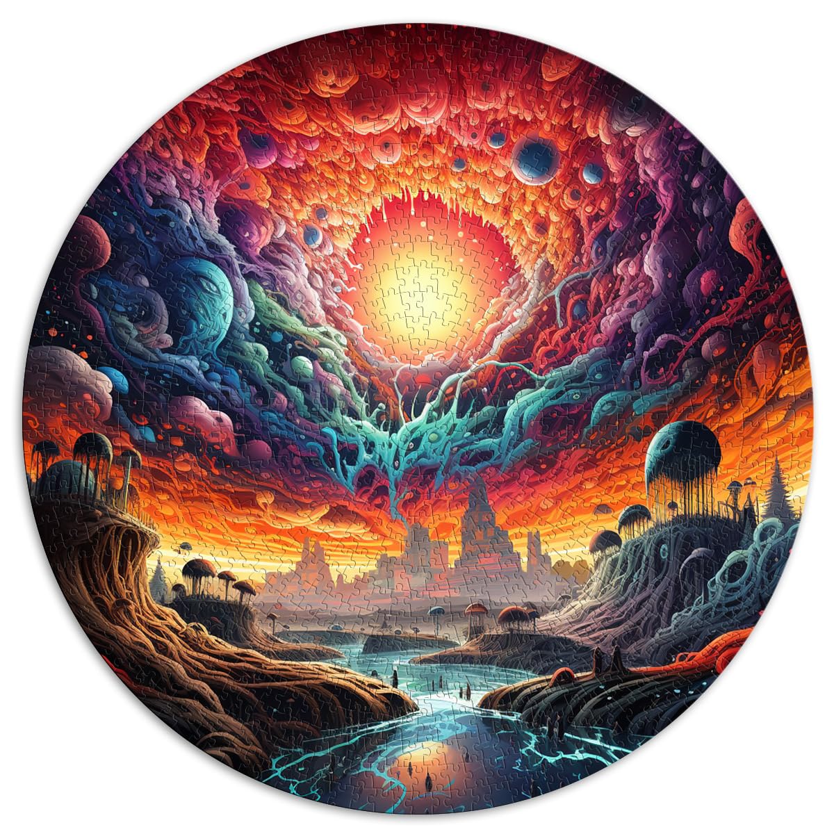 Puzzle | Puzzles „Psychedelic World“ 1000-teiliges Puzzle für Erwachsene, 67,5 x 67,5 cm, lustiges Puzzle zum Stressabbau, schwierige Herausforderung