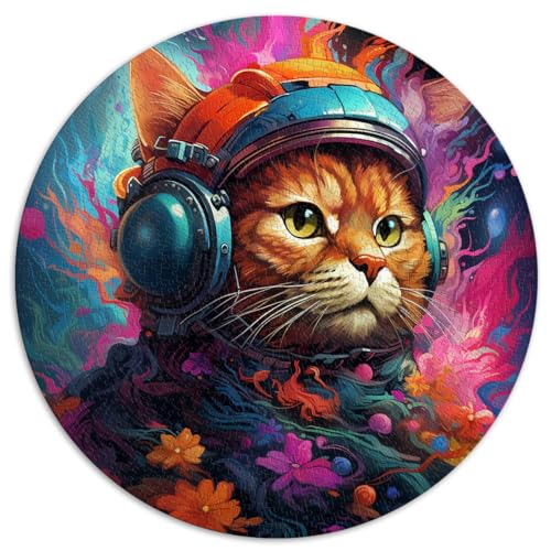 Puzzle für Astronauten, Weltraumkatze, für Erwachsene, Puzzle mit 1000 Teilen, 26,5 x 26,5 Zoll, Denksportspiel, Stressabbau, schwierige Herausforderung