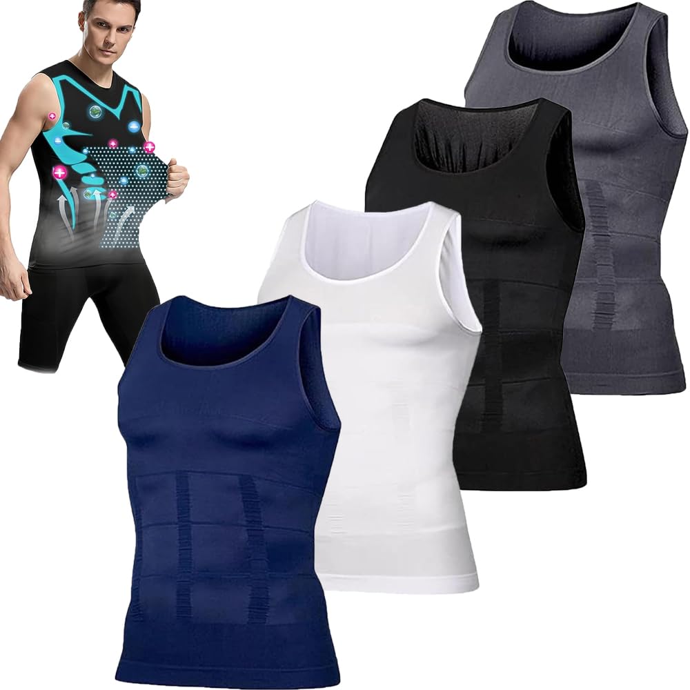 Shaperluv - Shaperluv Male Shaper Tank,Mens Slimming Body Shaper Vest Chest Gynecomastia Compression Tank Top (M, Blue)