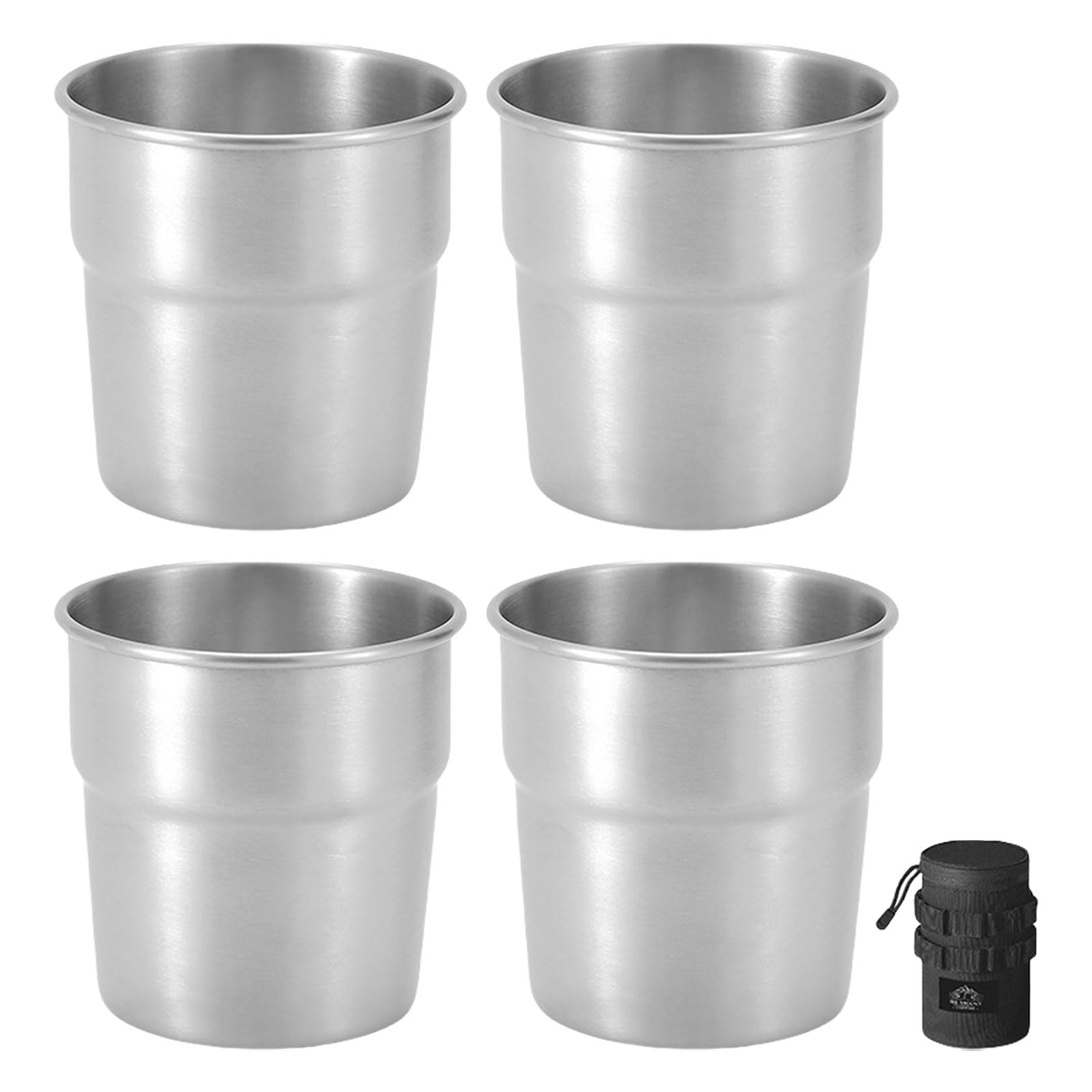 JUNNASALIKER 4 stapelbare Camping-Wasserbecher, 300 ml, Tee, Kaffee, Milch, Bierkrug, Edelstahl, Trinkbecher, Outdoor-Reisebecher