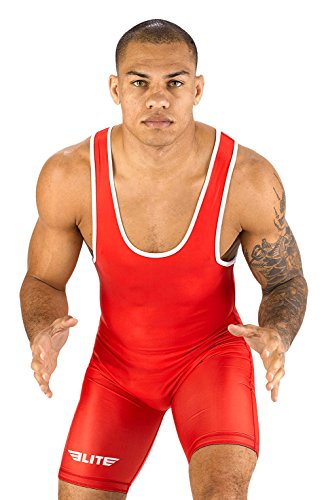 Elite Sports Herren Wrestling Singlets, Standard Singlet für Männer Wrestling Uniform (rot, klein)