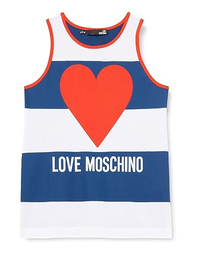 Love Moschino Women's Regular fit Tank Top, White Blue RED, 46