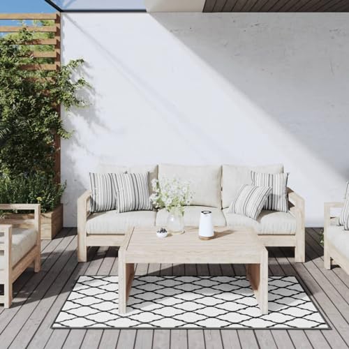 Juroupi Outdoor-Teppich Balkonteppich Outdoor LäUfer Outdoor Teppich LäUfer Grau und Weiß 80x150 cm Beidseitig Nutzbar - 364779