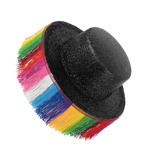 TAKOXIA Cowboyhut, schimmernde Cowboyhüte mit Regenbogenfarbenen Fransen für Abschlussbälle, Bankette, Party, Regenbogenfarben, Cowboyhüte für Erwachsene, zum Fotografieren