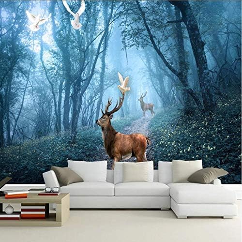 XLMING Unberührte Wald-Vogel-Elch-Landschaft 3D Tapeten Home Esszimmer Sofa Schlafzimmer Wohnzimmer TV Hintergrund-250cm×170cm