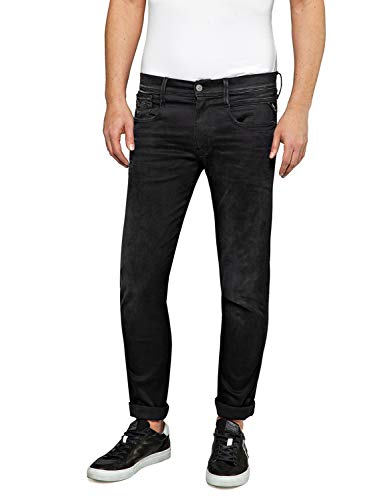 Replay Herren Anbass Hyperflex Clouds Slim Jeans, Schwarz (Black 098), W33/L34 (Herstellergröße: 33)