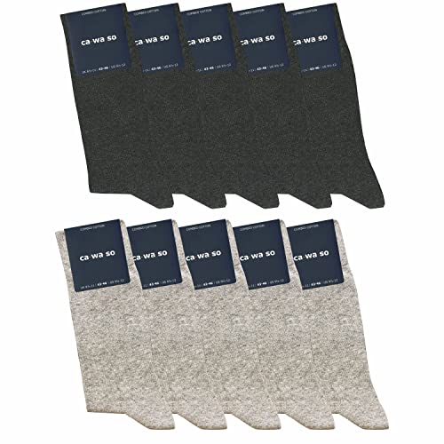 ca·wa·so Socken für Damen & Herren im 10er-Set | Ohne drückende Naht | Bequemes & weiches Material (80 % Baumwolle) | Business & Freizeit (35-38, grau & hellgrau)