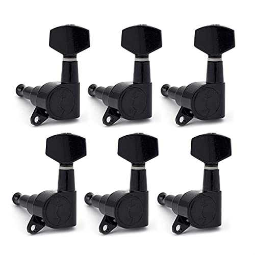 Gitarren Stimmwirbel 6 Stücke Gitarren-Tuning-PEGs-Tuner-Maschinenköpfe Tuning Peg Maschine Kopf Chrom-Gold-Schwarz (Color : Black 6L)