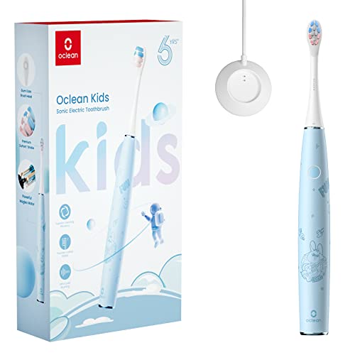 Oclean Sonic Elektrische Zahnbürste für Kinder, weiche kinderfreundliche Borsten, ultra leise Bürsten, 2 Minuten eingebauter Timer, IPX7 wasserdicht, für Kinder ab 5 Jahren (blau)