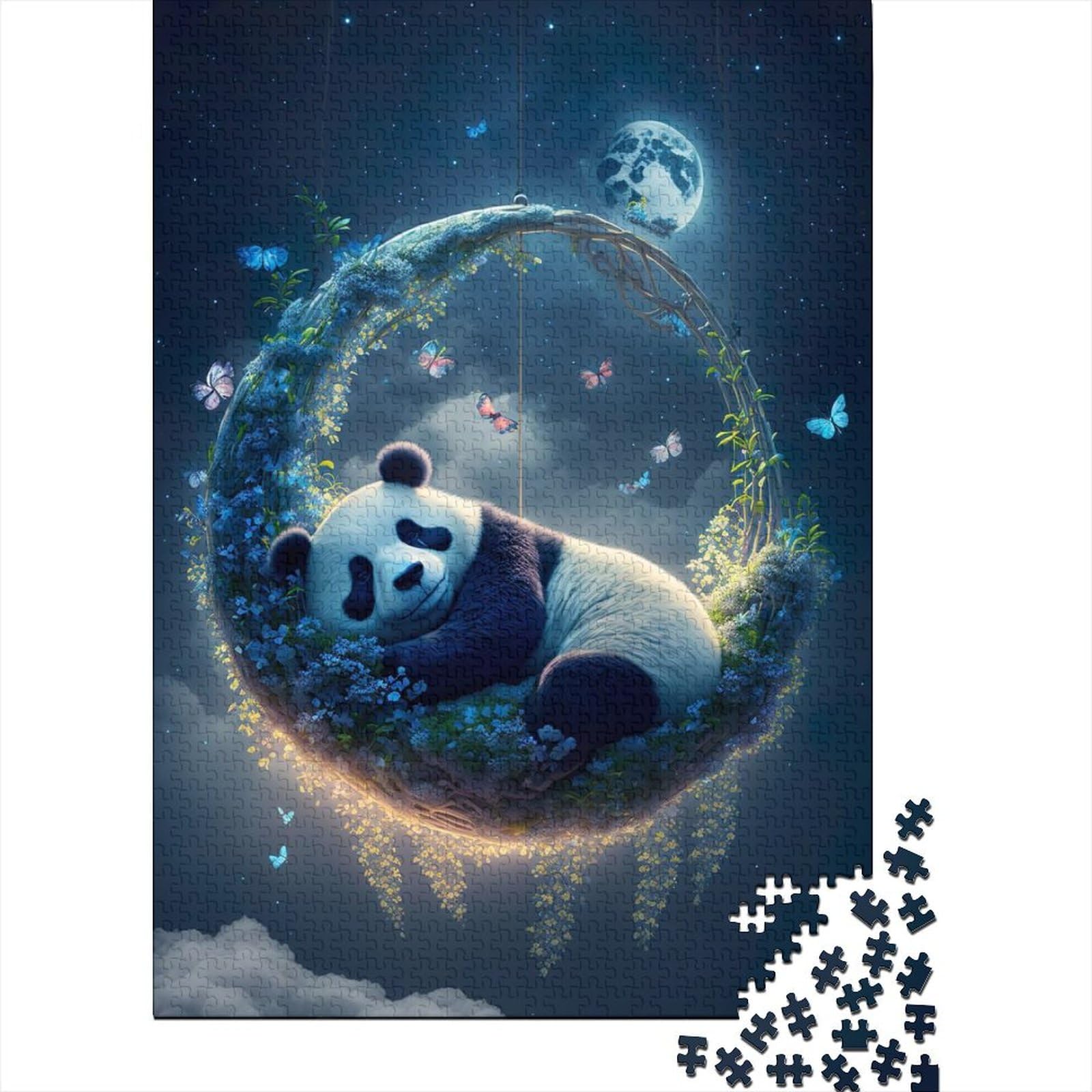 Kunstpuzzle für Erwachsene 1000 Teile Panda-Nickerchen Lustige Puzzles für Erwachsene 1000-teiliges Holzpuzzle für Erwachsene und Teenager 29,53 x 19,69 Zoll