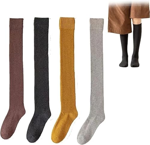 Chicshouse Socks, Chicshouse Winter Thermal Socks,Chicshouse Fleece Socks,Women Warm Cozy Fuzzy Socks,Thigh High Boot Socks (4 Pairs-D)