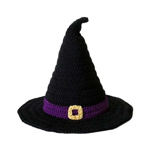 SANRLO Unisex Halloween Schirmmütze Hexenhut Häkeln Zauberer Hut Männer Frauen Cosplay Hexenhut mehrere Arten zur Auswahl