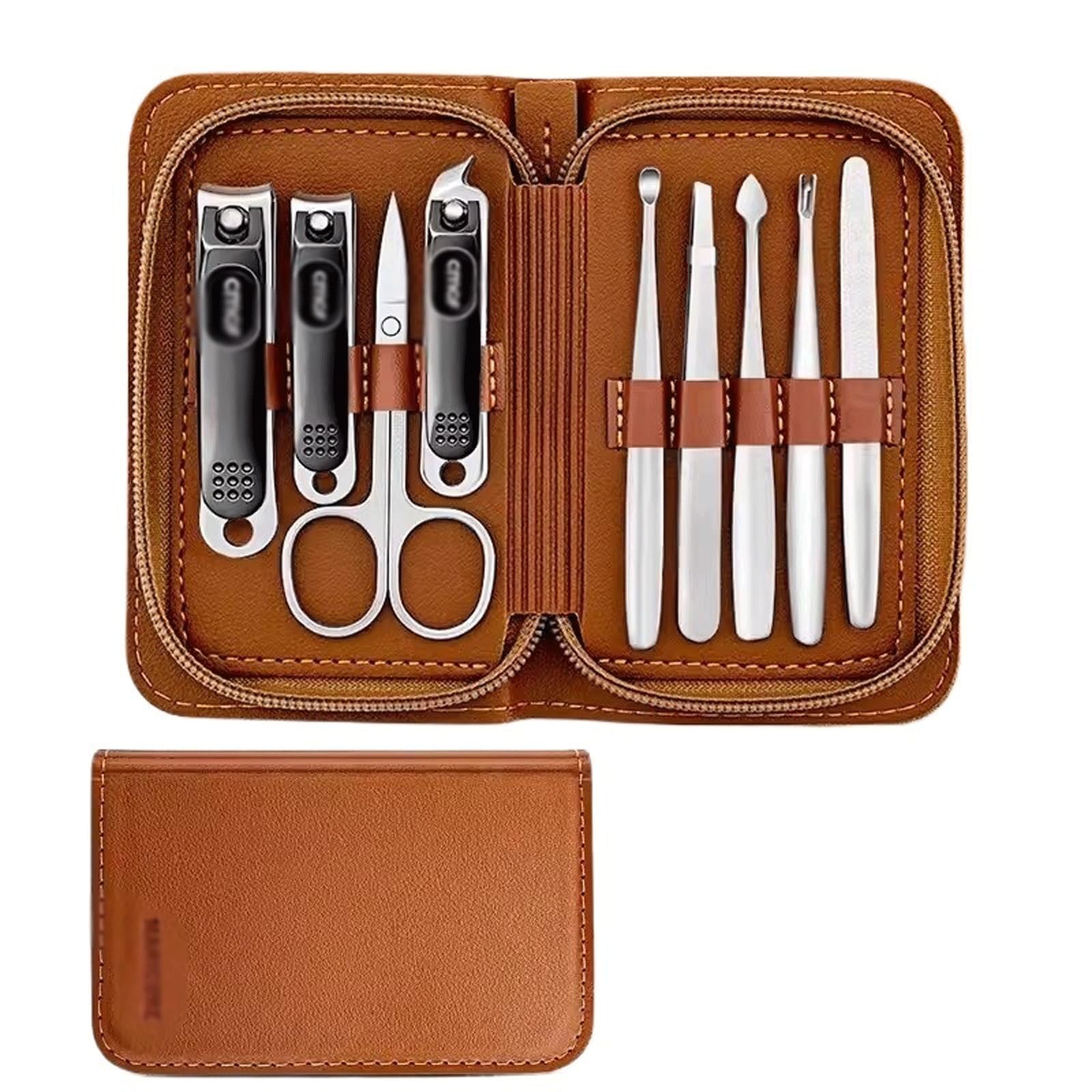 Maniküre/Pediküre Set Nagelknipser-Set for Damen, Hawkbill-Zange, Reparatur-Werkzeuge for graue Nägel, Spritzschutz, Nagelrille, spezieller Nagelknipser Nagelpflege-Werkzeuge(Bruin)