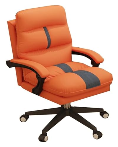 Stuhl Computerstuhl Ergonomischer Bürostuhl Arbeitsstuhl mit Armlehnen Drehbarer Rollstuhl mit Lordosenstütze 135° Winkelverstellung // Orange // mit Fußstütze (/Orange Grey Wolf) Beauty Comes