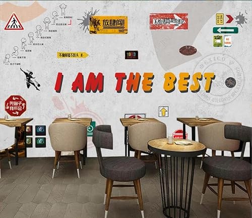 tyujlkjddlf Tapete Wandbild 3D Benutzerdefinierte Zementwand, Inspirierender Slogan, Bar-Restaurant-Hintergrundwand-450Cmx300Cm