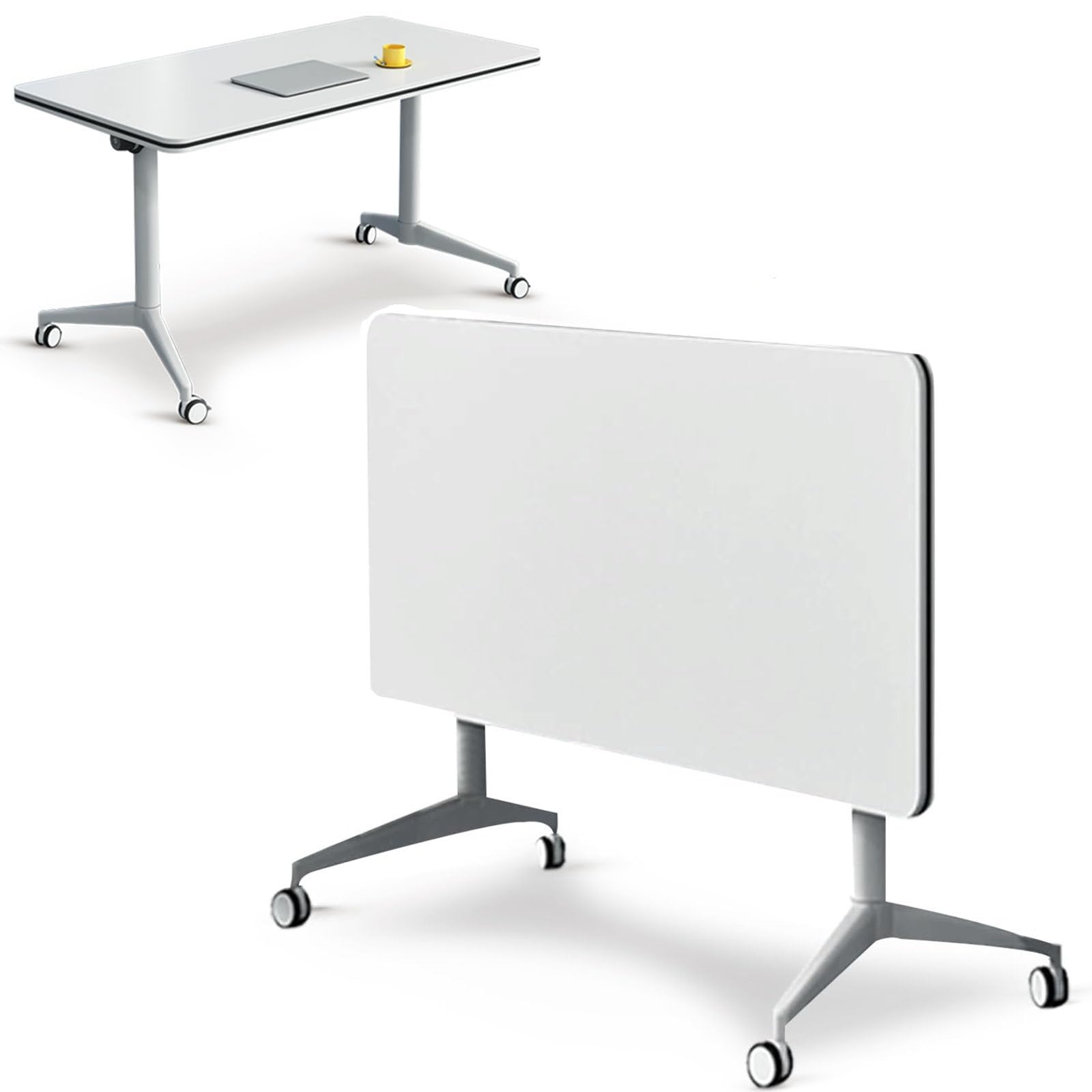 Konferenztisch Flip Top Mobiler Schulungstisch,Moderner rechteckiger Besprechungs- und Seminartisch, Modularer Besprechungstisch mit leisen Rädern,Für Büro,Klassenzimmer,120cm/47.2in-1Pcs