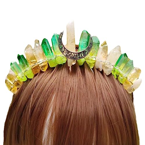 Kristall-Stirnband, Haarreif, Mond, Vintage, Festzug, Abschlussball, Braut, für Hochzeit, eleganter Quarz-Kopfschmuck für Damen, bunte Kristalle